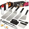 Amazon transfronterizo en stock Juego de herramientas para barbacoa Juego de herramientas para barbacoa al aire libre Acero inoxidable Espátula Teppanyaki Herramientas Juego para barbacoa