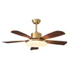 Lámpara de Ventilador Retro Vintage, Lámpara de Ventilador de Techo, Candelabro, Lámpara Inteligente de Frecuencia Variable para Comedor, Madera Maciza, Lámpara para Sala de Estar, Ventilador Eléctrico de Gran Potencia