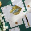 Sobre con membrete de pintura al óleo de Van Gogh, traje vintage, de alto valor, hermoso, romántico, membrete de amor, carta de invitación