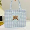 Bolsa de Lona Bolsa de Lona Desenho de Urso Bolsa de Mão Versátil Bolsa para Marmita Bolsa Simples Bolsa para Trabalhador de Escritório