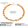 Collar de acero inoxidable con cuentas ovaladas multicolor transfronterizo europeo y americano, pulsera de cadena para clavícula de mujer de nicho de lujo ligero
