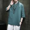 2022 primavera e verão estilo chinês masculino de linho de algodão cinco camiseta de manga curta tamanho grande masculino solto casual top atacado
