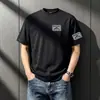 Camiseta Masculina de Verão Nova, Manga Curta, Peso Pesado, Gola Redonda, Solta, Moderna, Versátil, Top Casual de Meia Manga, Camiseta Masculina de Manga Curta