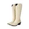Novo modelo de comércio exterior outono e inverno 2026 moda botas de cowboy ocidentais bordadas bico fino cano alto botas de montaria para mulheres