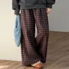 Conjunto de Dos Piezas para Niñas Mayores: Sudadera Holgada Estilo Coreano de Otoño y Pantalones de Pierna Ancha a Cuadros, Atuendo Casual de Moda para Otoño