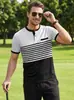 Camisa Polo a Rayas Bloque de Color de Verano para Hombre Amazon Estilo de Negocios Europeo y Americano Cuello Henley Casual Transpirable Manga Corta