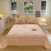 Sábana de tela gruesa a cuadros a rayas, juego de tres piezas para dormitorio de estudiantes, individual o doble, funda de almohada de tela gruesa vieja
