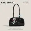 Bolsa de Bowling Similar ao Estilo de Xu Yunzhen, Bolsa Tote Boston Versátil de Nicho de Blogueira Coreana, Bolsa de Ombro