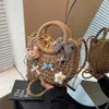 Bolsa de Cesta Tejida Casual de Comercio Exterior para Verduras para Mujer 2025 Nuevo Popular de Verano Versátil Bolso de Hombro de Vacaciones Bolso de Paja Bolso Cruzado