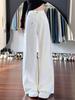 Calça Jeans Branca Wide Leg para Mulheres 2025 Primavera & Outono Novo Estilo Cintura Alta Solta High-End Caimento Leve Pequeno Reta Comprimento Total