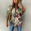 2026 Europeu e Americano Amazon Comércio Exterior Transfronteiriço Verão Novo Camisa Cardigan Feminino Manga Longa Solta Tamanho Grande Estampada em 3D