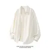 Nueva Camisa de Manga Larga Blanca de Estilo Hong Kong, Tamaño Grande, Protección Solar, Calle Europea y Americana, Universitaria, Francesa, Holgada, Comercio Exterior, Venta al por Mayor Transfronteriza