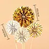 Decoración para Pastel de Girasol Flor de Cinco Pétalos Topper con Pedrería, Flores Pequeñas Amarillas y Rosas, Inserto para Mesa de Postres de Cumpleaños