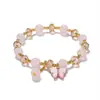Pulsera de Cristal Imitación Jade Esmaltado Mariposa para Niños Pulsera de Cuentas Verano Niñas Puesto de Guardería
