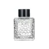 En Stock Cubo de Agua Cuadrado Vidrio Repujado Botella Vacía de Aromaterapia Difusor de Fragancia de Aceite Esencial Hotel Hogar Alta Estética