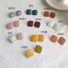 Pendientes de Aguja de Plata S925 Color Morandi Esmalte de Gota Diseño de Nicho Femenino Sentido Geométrico Elegante Suave Pendientes Franceses