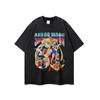 Camiseta de Manga Larga Estampada de Dibujos Animados Oversize Moda Nacional Japonesa Calle Alta Top Básico Lavado para Hombres y Mujeres