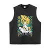 Directo del fabricante: Camisetas de manga corta estilo vintage, desgastadas y oversized, con estampados grandes de personajes de manga y anime, adecuadas para ventas transfronterizas