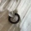 Goma para el pelo de cuadros grande con forma de corazón, estilo retro coreano, cuerda elástica de alta gama para coleta, accesorio para el pelo para mujer