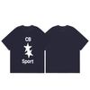 Camiseta de Manga Corta Holgada de Cuello Redondo con Estampado de Lema de Paja de Marca Nicho Americana Cole Buxton para Hombre y Mujer