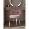 Cadeira de maquiagem ajustável, com altura ajustável e rotatória, com design de laço, adequada para quartos e penteadeiras; um banquinho de maquiagem moderno, na cor creme, para meninas
