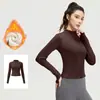 Conjunto de Yoga para Mujer Otoño Invierno Cálido con Felpa Interior Cuello Alto Cremallera Top Correr al Aire Libre Adelgazante Fitness Conjunto Deportivo