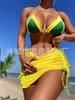 Traje de Baño para Mujer de Comercio Exterior 2024 Europeo y Americano Sexy Traje de Baño Bloqueo de Color Transfronterizo Bikini de Tres Piezas Moda Ropa de Playa