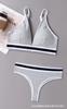 Conjunto de sutiã de algodão europeu e americano para mulheres, sexy, decote V profundo, push up, colete de beleza, camisola, roupa íntima sexy de cor contrastante, roupa íntima transfronteiriça