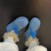 Versión de Stock Listo~ Botas Azules Elegantes, Uso de Dos Maneras, Plegables, Muy Atractivas, Botas de Nieve de Suela Gruesa para Mujer, Botas Peludas de Invierno