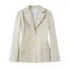 Comercio Exterior Europeo y Americano Ropa de Mujer AliExpress INS Estilo Caliente Transfronterizo Selección Multicolor con Hombreras Ajuste Ceñido Chaqueta de Traje de Manga Larga