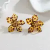 Pendientes de Leopardo y Florales Retro Europeos y Americanos Transfronterizos de Lujo Ligero Exquisitos de Gama Alta de Acrílico Ámbar