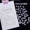 Manicura Francesa Mini Lazo Blanco Perla Lazo de Cinta Perlado Joyería para Uñas de Perla Artificial Lazos de Gelatina
