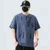 Camiseta Masculina de Manga Curta Plus Size Verão 2026 Nova Roupa Masculina Solta Tendência Versátil Estilo Hong Kong Respirável Seda de Gelo para Homens