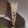Candelabro de Escalera Giratoria Iluminación Moderna de Lujo para Apartamento tipo Loft, Villa, Sala de Estar, Lámpara de Cristal, Candelabro Largo para Dúplex