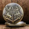 Snitch de Harry Potter reloj de bolsillo grande vintage de tapa collar conmemorativo de la escuela de magia de Hogwarts al por mayor
