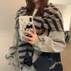 Chal Triangular de Rayas Estilo Coreano Extra Cálido para Mujer en Otoño e Invierno, Grueso y Versátil, Accesorios de Bufanda Exterior Tejida