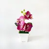 Bonsái Artificial de 4 Flores Phalaenopsis en Maceta Abierta Pieza de Exhibición Decoración para Dormitorio Hogar Sala de Estar Flor de Película 3D Simulada Maceta Planta
