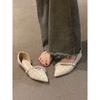Sandalias Huecas Baotou Primavera y Verano 2025 Planas Nuevas Estilo Hada de Perlas Versátiles Retro Estilo Pequeño Aroma Retro Zapatos