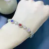 Pulseira de Safira Colorida Popular Natural Prata S925 Pedra Principal Feminina 4*6mm Venda Quente Dropshipping Transfronteiriço