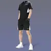 Traje Deportivo Casual de Secado Rápido para Hombre Conjunto de Dos Piezas de Pantalones Cortos y Camiseta de Manga Corta Verano Seda de Hielo Camiseta para Correr Entrenamiento de Maratón