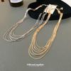 Collar multicapa de metal galvanizado en oro real estilo europeo y americano estilo frío cadena de clavícula nicho simple collar versátil al por mayor
