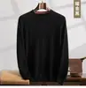 Suéter de cashmere bicolor outono e inverno 2024 novo masculino gola redonda base de lã, corte solto, pulôver de manga comprida, suéter quente