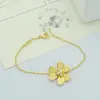 Pulsera de Trébol de Cuatro Hojas de la Suerte para Mujer con Colgante de Acero Chapado en Titanio, Cadena para Clavícula de Flor de Verano, Pulsera de Nicho