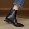 Botines Marrones Estilo Martin con Punta Fina Estilo Francés, Botines Ajustados, Nuevo Estilo Otoño e Invierno 2026, Tacón Grueso, Botines Cortos Perfectos para Mujer