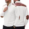 Ebay Ropa para Hombre Transfronteriza Jacquard Texturizado Punto con Solapa Patchwork Americano Parches en Hombros y Mangas Sudadera Deportiva Casual