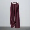 Calça Elegante de Renda Larga Estreita para Mulheres 2026 Verão Nova Elástica Cintura Alta Fina Casual Versátil Calça Reta