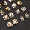 Otoño e Invierno Maillard Ámbar Dorado Color Café Joyería para Uñas Champaña Azúcar de Roca Huevo de Paloma Cuadrado Graso Uñas Postizas Terminadas Diamante