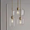Lámpara de araña nórdica moderna y sencilla para sala de estar, comedor, bar, dormitorio, mesita de noche, lámpara de araña de cristal personalizada de tres cabezas