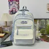 Mochila Casual Estilo Universitario Refrescante con Bloques de Color Azul y Blanco Sal Marina para Estudiantes de 3º a 6º Grado para Clase, Viajes y Almacenamiento