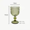 Copa de Vino de Vidrio de Color en Relieve, Vaso para Jugos, Copa de Vino, Copa de Cáliz, Copa de Vino Engrosada, Copa de Champaña, Lujo Ligero Retro